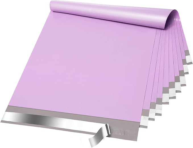 Fuxury Poly Mailers 14.5x19'' 50 Pcs, Waterproof Shipping Bags for Clothing | Strong Adhensive Shipping Envelopes for Small Business Suppliers, Self Seal Mailers Poly Bags Mailing Envelopes Purple