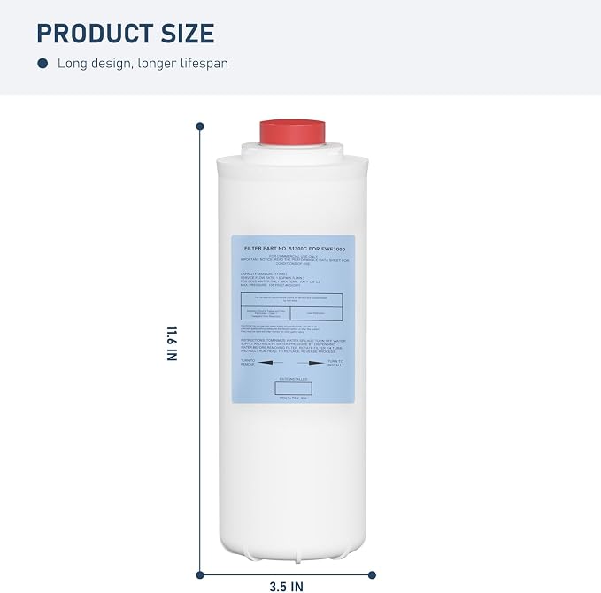 51300C Water Replacement Filter Compatible with Elkay 51300C EWF3000, and Ezh20 Bottle Filling Station, 3000 Gallon Water Filter Replacement for ERF750, 51299C, 55898C (No Chip) 1 Pack