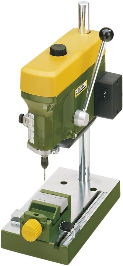 PROXXON Precision Bench Drill Press - Micro Hole Capability, Adjustable Depth & Table, 3-Speed Selection, Durable Design, with 6 Precision Collets for Detailed Projects - TBM 115