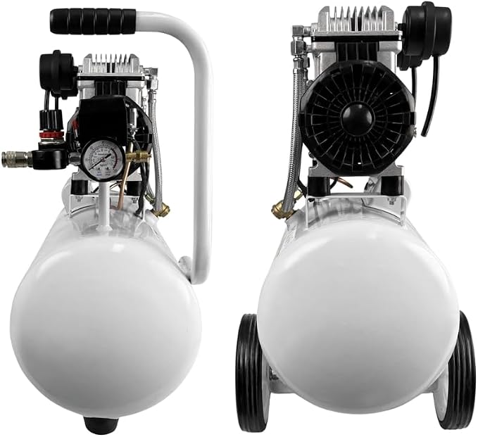 Portable Quiet Air Compressor, 8-Gallon Aluminum Tank, 68 dB | Rustproof, Lightweight at 37.5 lb with Dual Air Intakes for Efficient DIY, Home Workshop and Garage Applications