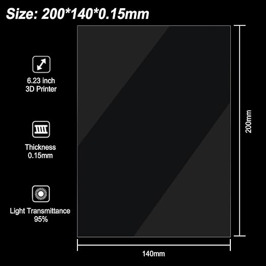 6PCS FEP Film Release Films for ELEGOO Mars/Mars 2 Pro/Mars 3/ANYCUBIC Photon/Photon Mono 4K/Phrozen Sonic Mini 4K/Creality Halot-one/LD-002R/LD-002H LCD/SLA/DLP 3D Printer, 200 x 140 x 0.15mm
