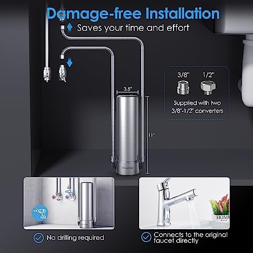 Waterdrop AS13 Under Sink Water Filter System, Reduces Lead, Chlorine, Bad Taste & Odor, PFAS, NSF/ANSI 42 Certified, No Drilling Required with WF13 Replacement Water Filter