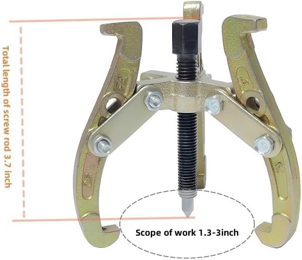 3-Jaw Gear Puller, 2/3-Jaw Puller with Reversible Jaws for Removal of Pulley Flywheel Bearing Puller Tool Separate Lifting Device (3inch)