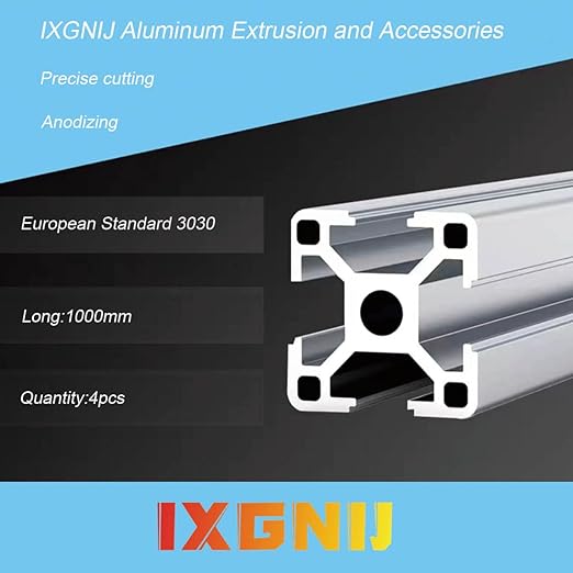 3030 T Slot Aluminum Extrusion for 3D Printer Parts and CNC DIY Silver 1000mmX4