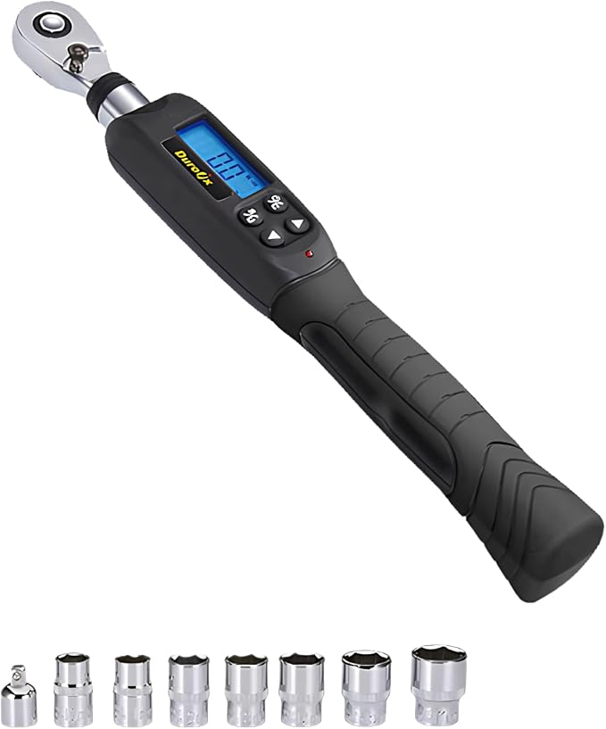 Durofix RM601-3S 3/8” (3.7 to 37 ft-lbs.) Digital Torque Wrench Kit with Sockets, Buzzer & LED Flash Notification – ISO 6789 Standards with Certificate of Calibration