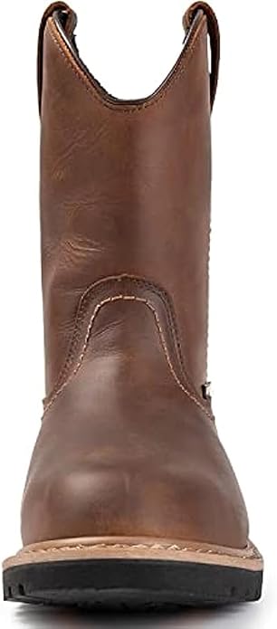 SUREWAY Mens 10 in Soft/Steel Toe Waterproof Wellington Boot,Heavy Duty Pull On Work Boots for Men,Full Grain Leather,Goodyear Welted,Superior Slip Resistant