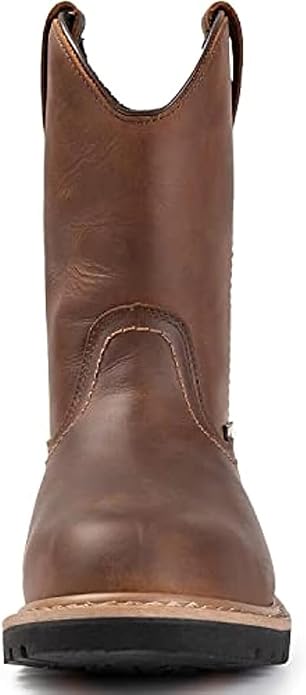SUREWAY Mens 10 in Soft/Steel Toe Waterproof Wellington Boot,Heavy Duty Pull On Work Boots for Men,Full Grain Leather,Goodyear Welted,Superior Slip Resistant