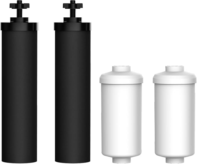 AQUA CREST Black and Fluoride Water Filter, Replacement for Berkey®, Purewell®, BB9-2® Black Filters & PF-2® Fluoride Filters, Waterdrop Gravity Water Filter System, NSF/ANSI 372 Standard