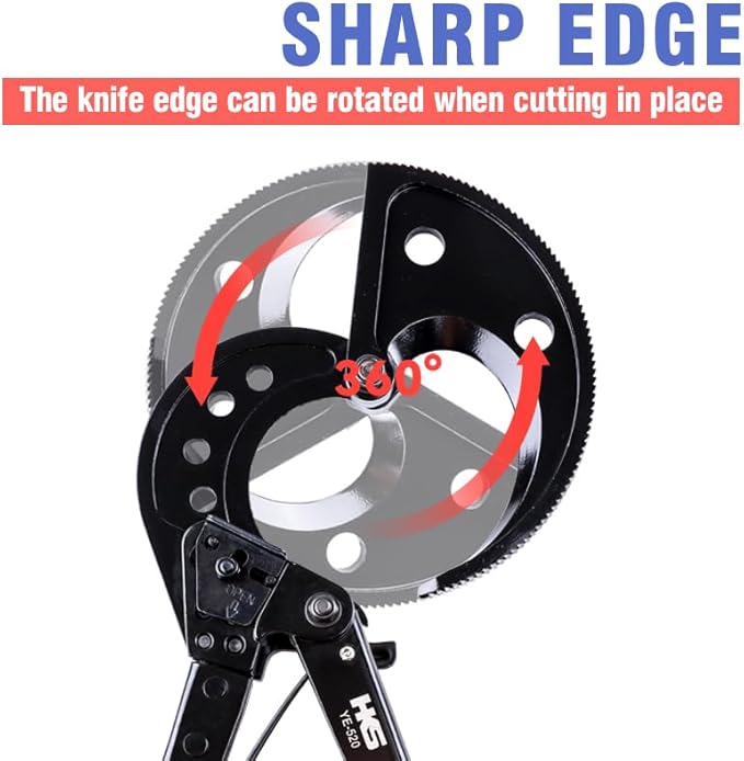 HKS Ratchet Cable Wire Cutter Heavy Duty for Cutting Electrical Aluminum Copper and Multi-core Cables up to 400mm²(AWG 750MCM)