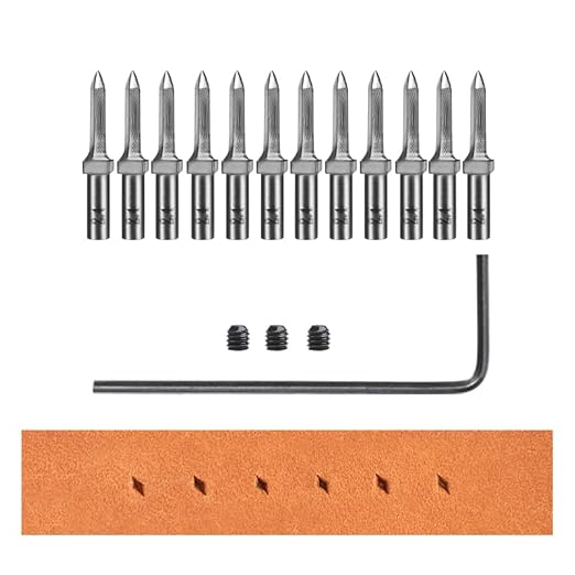 WUTA Removable Leather Hole Punch,Versatile Leather Stitching Punch,Leather Hole Punch Tool Set,Leather Stitch Punch for Leather Stitching Punch Craft DIY（12 x Diamond Head）