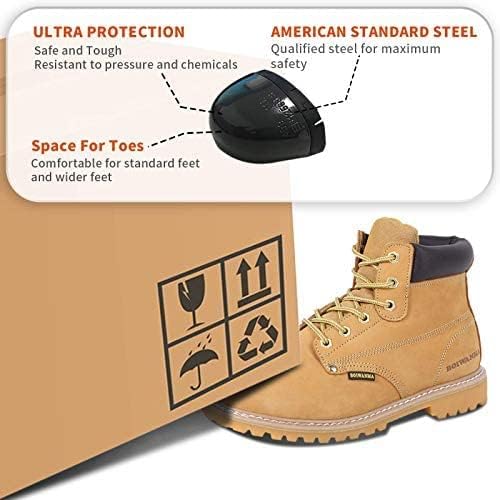 Work Boots for Men, Steel Toe, Leather, Oil, Slip and Heat Resistant Heavy Duty Wide Industrial & Construction Safety Boots, US 16W