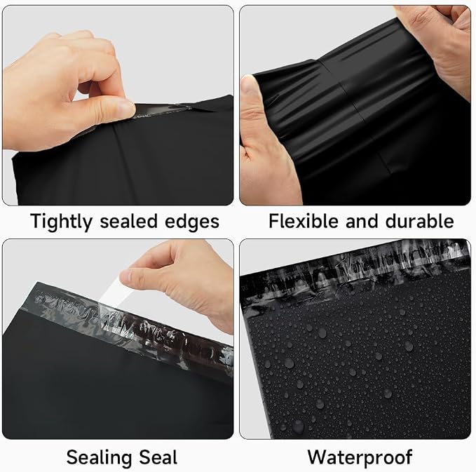 Black Poly Mailers 19x24 Inch, 250 Pack | Self-seal shipping bags with secure adhesive; for resellers, apparel, bedding, blankets, and regular shipping