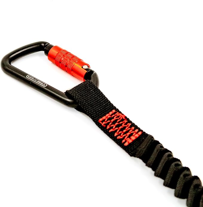 TREMMOR Tool Lanyard Tool Tether Bungee Self Retractable Tool Lanyard 15lb Capacity with Heavy Duty Dual Action Carabiner ANSI Approved 35-51″ Assembled in USA | TR0150