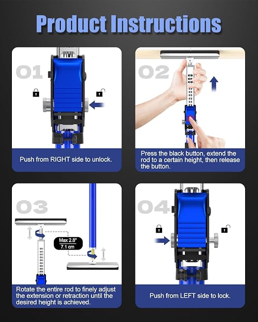 XINQIAO Drywall Lifts Cabinet Jacks for Installing Cabinets, Heavy Duty Third Hand Support System with Large Feet Adjusts from 55.1 in to 98.4 in, 2 PCS