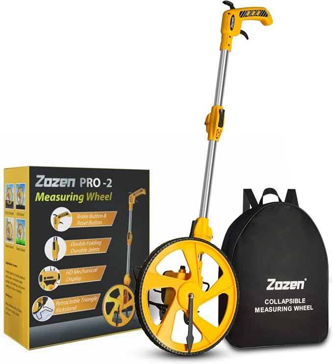 Zozen Pro Measuring Wheel with Brake & Handle Reset, with Carrying Bag | Collapsible & Portable, Mechanical Distance Measuring Wheel in Feet, Accurate Up To 10,000Ft