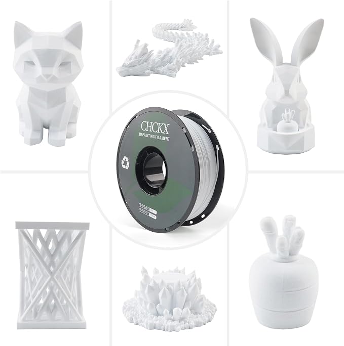 PLA 3D Printer Filament, Dimensional Accuracy +/- 0.02 mm, 1 kg Spool(2.2lbs), 1.75 mm，White