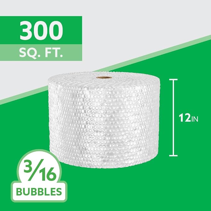 UPSable Bubble Cushion Roll 3/16" Small Bubble – 12" x 300 Ft Protective Packaging for Ecommerce, Commercial Shipping & Small Business Use – 1 Roll
