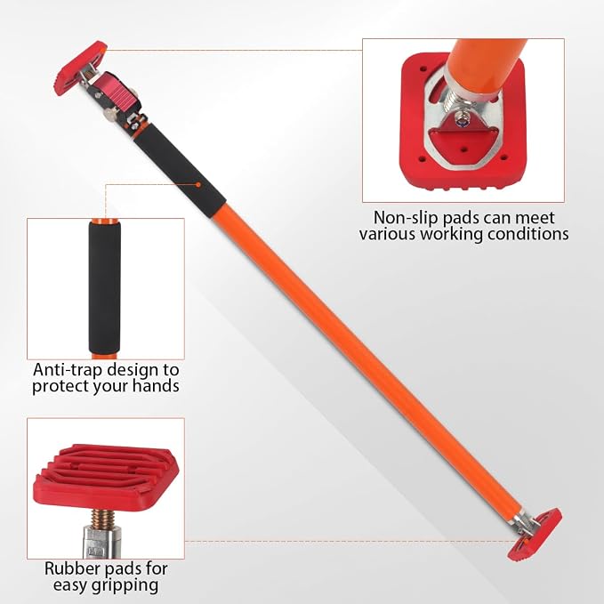 3rd Hand Support System, Quick Support Rod, 264LBS/120KG Capacity per Pair, Extends from 35'' to 63'', Adjustable Support Pole for Cabinet Installing Cargo Bars Drywall Support, 2 Pack