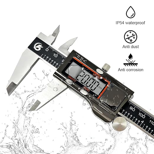 KETOTEK Digital Caliper 8 Inch Caliper IP54 Splash Proof, Measuring Tool with Stainless Steel, Electronic Micrometer LCD Screen, Switch from Inch Metric, Auto-Off for DIY, 3D Printing, Jewelry