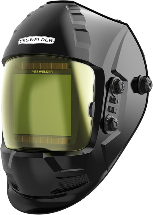 YESWELDER Auto Darkening Welding Helmet, Hemispherical lens, 1/1/1/1 True Color 3.94"X3.66" Large Viewing, Solar Power 4 Arc Sensor, Wide Shade 4/5-9/9-13 for TIG MIG Arc Weld Grinding Welder Mask