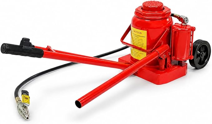 Stark USA 50 Ton Air Hydraulic Jack, Industrial Pneumatic Bottle Jack with Long Handle & Wheels, Professional Heavy Equipment Lift for Semi Trucks, Buses, Trailers, RVs & Agricultural Machinery