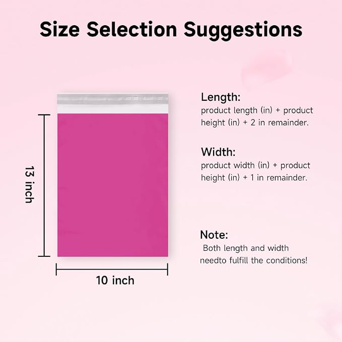 Pink Poly Mailers 10x13 Inch, 1000 Pack | Self-seal shipping bags with secure adhesive; for warehouse use, clothing, accessories, documents, and bulk orders