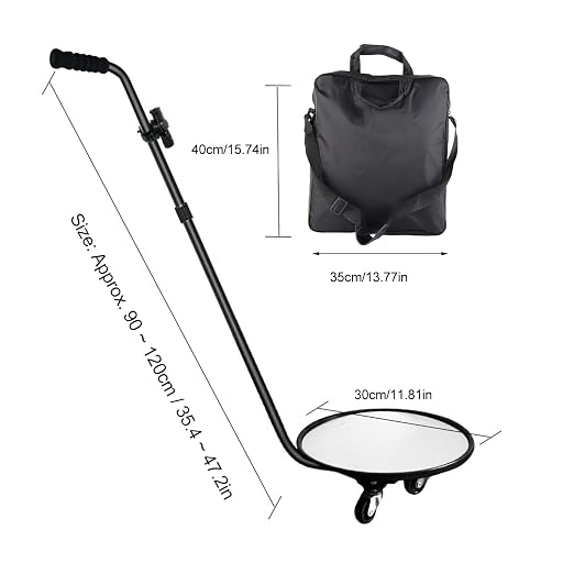 Under Vehicle Inspection Mirror with Light, Under Car Mirror 12 Inch Adjustable Angle Telescoping Handle Magnifying Vehicle Security Tool, Portable Convex Search Mirror with Carry Bag