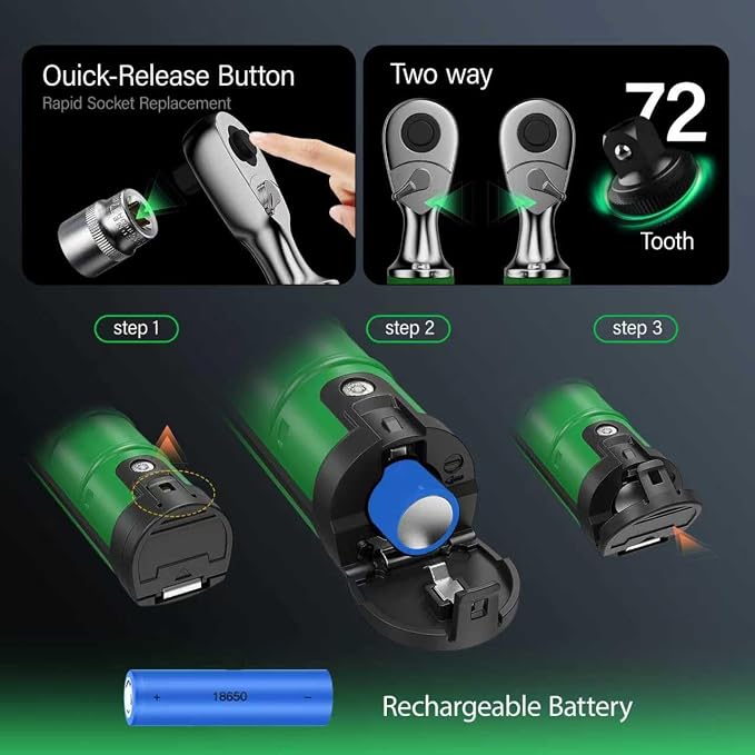 Digital Torque Wrench 1/2" Drive, 15-295 Ft-lbs/20-400Nm, ±2％ Torque Wrench with Buzzer & LED Indicator for Automotive Motorcycle & Bicycle (1/2-Inch, 15-295 Ft-lbs)