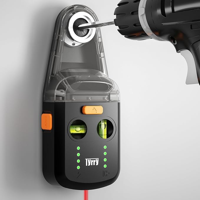 4-in-1 Laser Level with Line Laser, Drill Dust Collector, Wall Bracket, Electronic Vacuum Suction Cup, 1800 mAh Battery, Leveler Tool Perfect for Picture Hanging, Painting, Home Renovations
