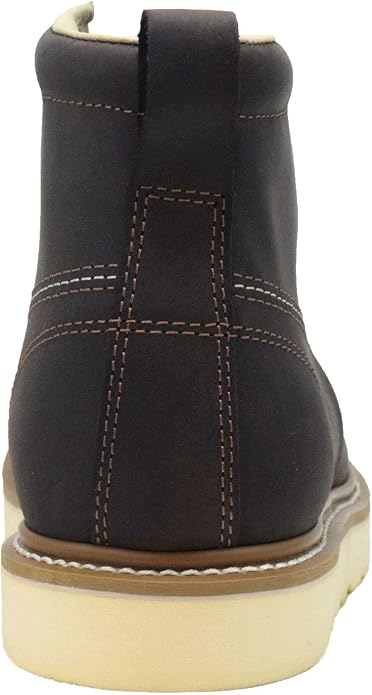 Golden Fox Work Boots Men's 6" Plain Toe Wedge Boot for Construction, Lightweight Comfortable Outsole