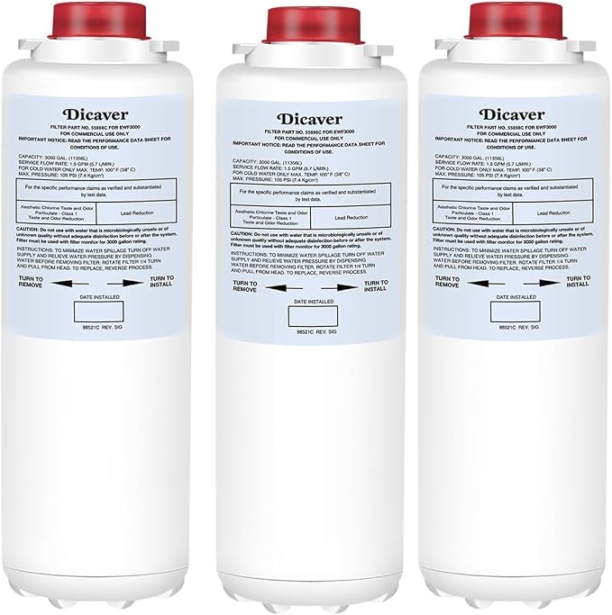 55898C Water Filter, Replacement for Halsey Taylor 55898C Filter Compatible with HWF172 Filter Replacement Filling Stations(3Pack）