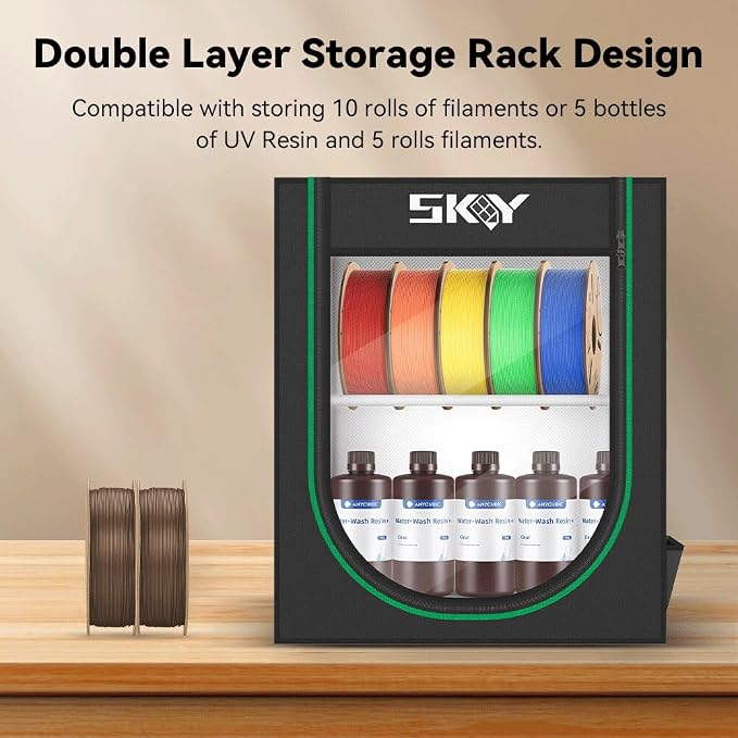 Skouphy 3D Printer Filament Storage Box, 2-Tier Storage Shelves for 3D Printing Business, Studio, Office Workshop -10 Rolls