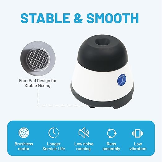 Mini Vortex Mixer with Touch Start Function, Lab Mixing, Nail Polish,Eyelash Adhesives and Acrylic Paints Mixing, Lab Vortexer for Tubes,Include 50 pcs Stainless Steel Mixing Balls