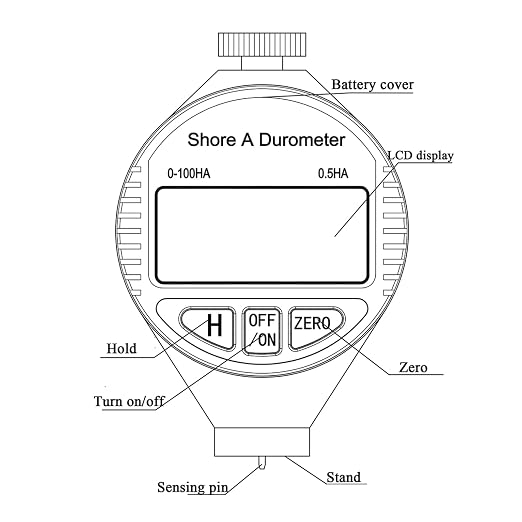 Hardness Tester, Durometer Shore Type A 0-100HA, Digital Durometer 0.1HA Resolution, with Large LCD Display for Rubber, Plastic, Tire, Leather, Wax