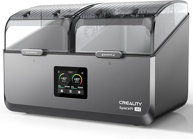 Creality Filament Dryer 4 Spools,Space Pi X4 Filament Storage Box:Dual Independent Heating Chambers Up to 85℃,Auto Silent Power Saving Storage Mode and Active Dehumidification for PLA PETG ABS