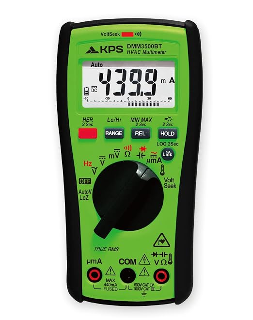 KPS DMM3500BT TRMS Multimeter – 1000V with Bluetooth, NCV, and Backlit Display | Ideal for Professional Electricians & HVAC Technicians