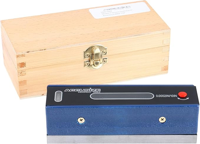 Accusize Industrial Tools 6 inch Master Precision Level in Fitted Box, Accuracy 0.0002''/10'', S908-C684 | Accuracy 0.0002"/10", V-Groove Base, Cross Test Vial, Insulating Grip, Cast Iron