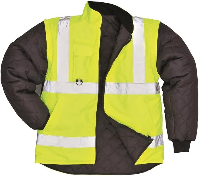 Portwest Hi-Vis 7in1 Jacket Viz Insulated Safety Visability Work Bomber Rain ANSI 3, XXL Yellow