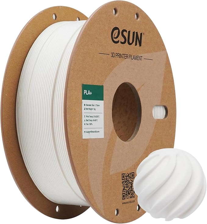 eSUN PLA+ Filament 1.75mm, 3D Printer Filament PLA Plus, Dimensional Accuracy +/- 0.03mm, 1KG Spool (2.2 LBS) 3D Printing Filament for 3D Printers, Milky White