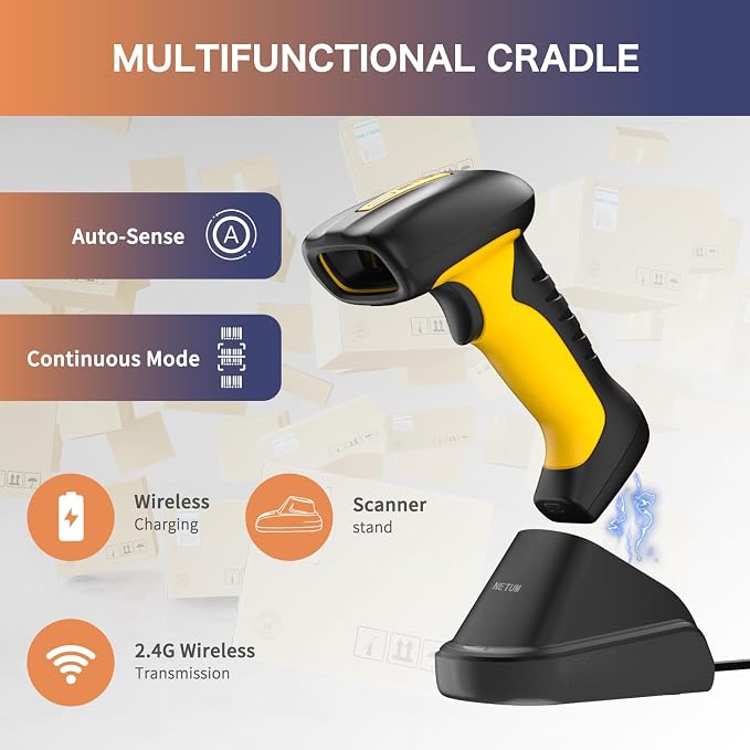 NETUM RD-1203L Pro Upgraded Wireless Bluetooth Rugged Waterproof 1D/2D Extended Range Scanner - Up to 5m