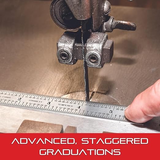 Starrett Spring Tempered Steel Rule with Satin Chrome Finish, Quick Reading and Inch Graduation - 6" Length, 4R Graduation Type, 3/64" Thickness - CH604R-6