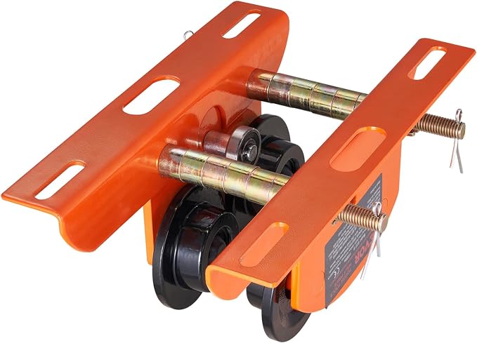 VEVOR Electric Hoist Manual Trolley, 1100 lbs/0.5 Ton Capacity for PA200 PA250 PA300 PA400 PA500, Push Beam Trolley with Dual Wheels, 2.36"-4.72" Adjustable Flange Width for Straight Curved I Beam