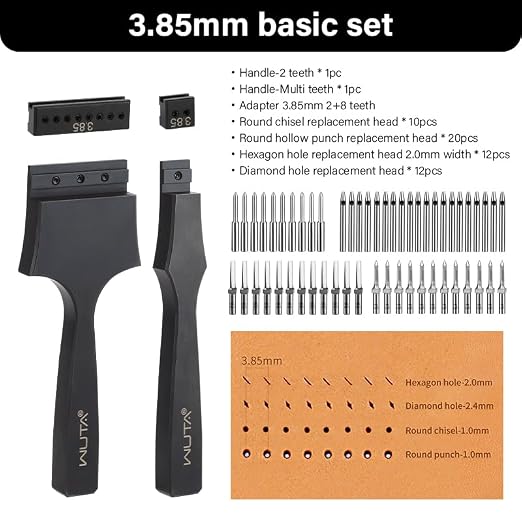 WUTA Removable Leather Hole Punch,Versatile Leather Stitching Punch,Leather Hole Punch Tool Set,Leather Stitch Punch for Leather Stitching Punch Craft DIY（3.85mm）