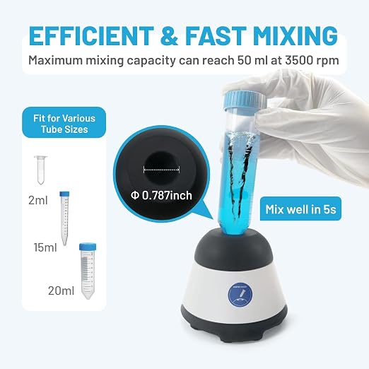 Mini Vortex Mixer with Touch Start Function, Lab Mixing, Nail Polish,Eyelash Adhesives and Acrylic Paints Mixing, Lab Vortexer for Tubes,Include 50 pcs Stainless Steel Mixing Balls