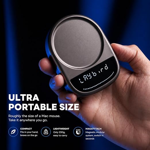 LAYBIRD MagAttach 3-in-1 Coffee Scale with Timer – Precision Espresso & Pour Over Scale with Flow Rate and Brew Ratio Display, Includes Magnetic Dosing Cup and Extension Platform Brewing Accessories