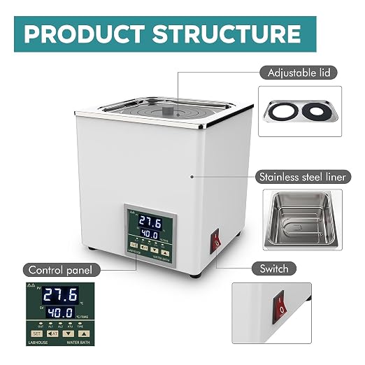 Lab 300℃/ 572℉ 2000 RPM Magnetic Stirrer Hot Plate 2L W/Support Stand & Lab Lab Water Bath Digital LWB-1 Thermostatic Heater Electric Heating Devices Stainless Steel Liner 3L Capacity 1 Selectable Op