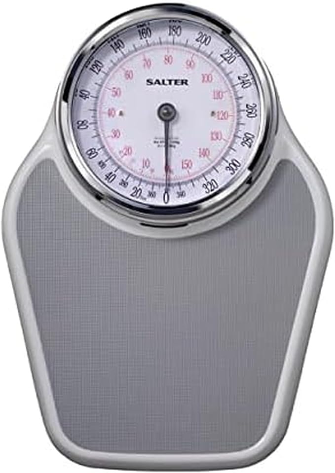 Salter Academy Analog Bathroom Scale for Body Weight - Large 18.25 x 13 Inch Steel Platform, 400 lb Capacity, Oversized 7.5 Inch Dial, Non-Slip Mat, Silver Chrome