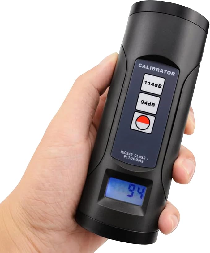 Digital Sound Level Meter Calibrator 94dB & 114dB for 1/2" and 1" inch Microphone, Professional Noise Decibel Calibration Tool Measurement Accuracy Check