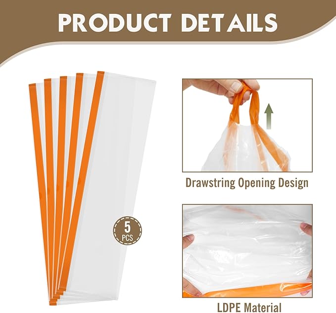 ROLLINGDOG 18 Inch Disposable Paint Tray Liners-18" Paint Pan Liners with Drawstring, Exclusively Used with ROLLINGDOG 18 Inch Paint Roller Kit for Interior or Exterior Home Improvement (Pack of 5)