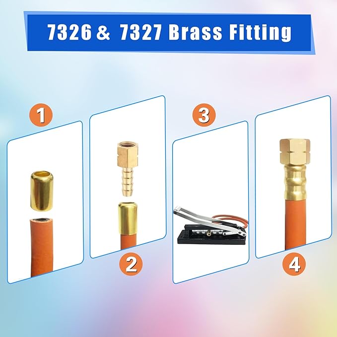 Heavy Duty Standard Hose Crimper, 3/8 Air Hose Repair Kit with Crimper 50 x 0.593" Id & 50 x 0.656" Id–Fits 1/4", 5/16", 3/8" PVC, Ferrule Crimping Tool Kit (100 Ferrules), Air Hose Crimping Tool